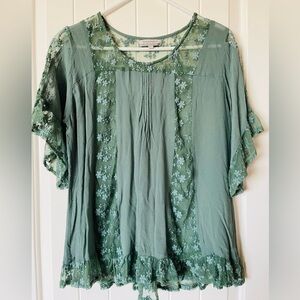 Sage green blouse.